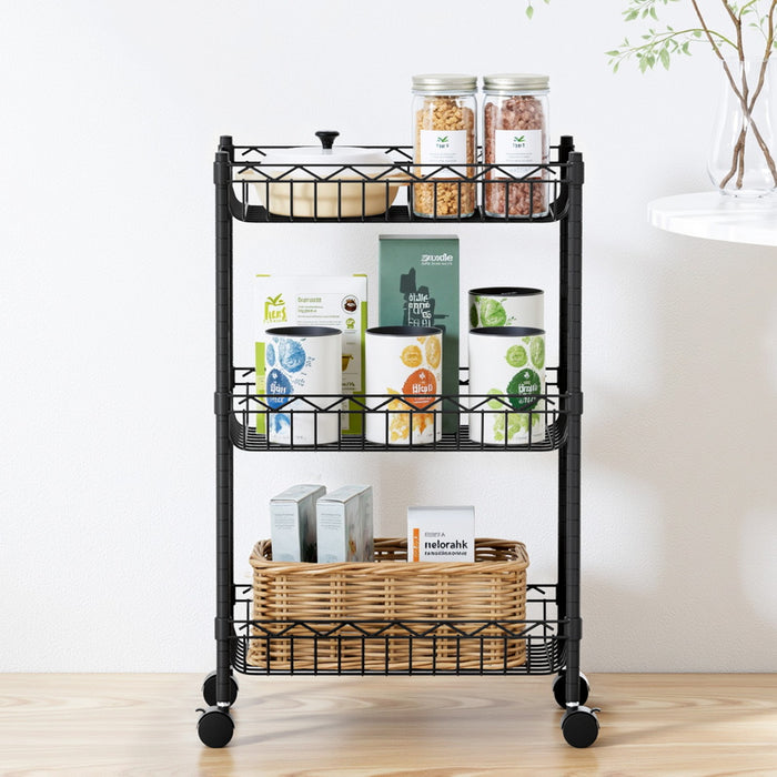 3-Tier Shelving Unit Adjustable Garage Storage Kitchen Rack With Wheels