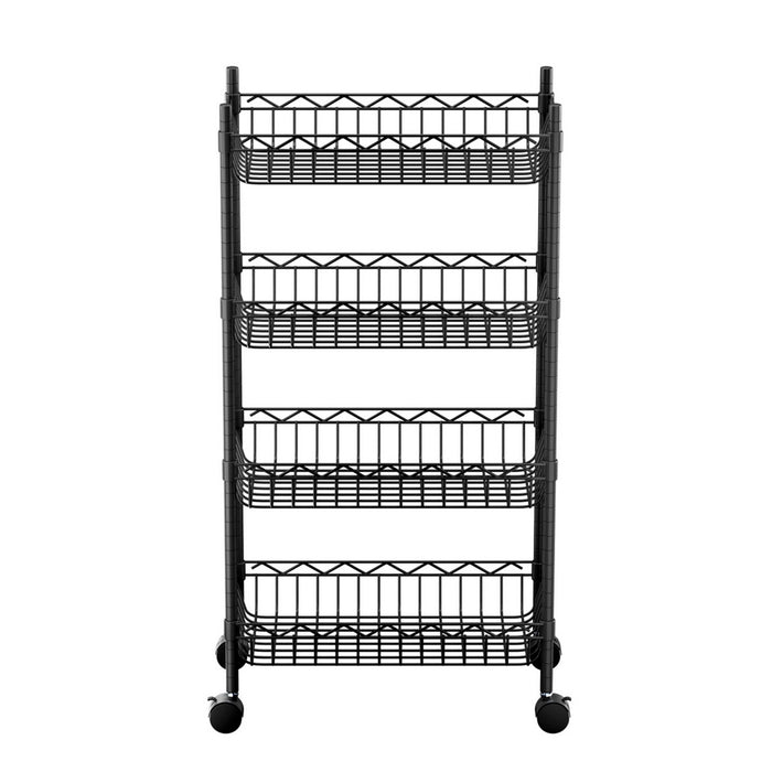 4-Tier Shelving Unit Adjustable Garage Storage Kitchen Rack With Wheels