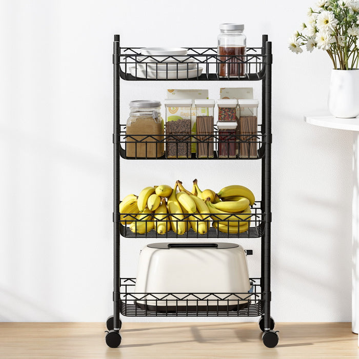 4-Tier Shelving Unit Adjustable Garage Storage Kitchen Rack With Wheels