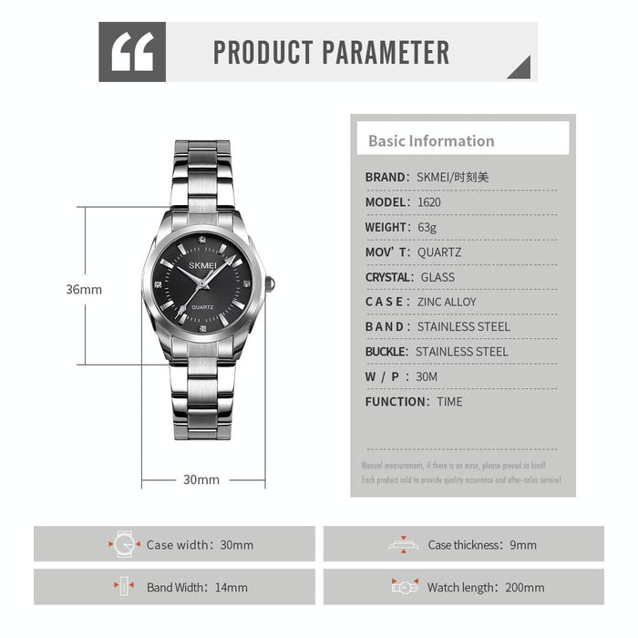 1620 Delicate Rhinestone Creative Casual Waterproof Quartz Women Steel Strap Watch