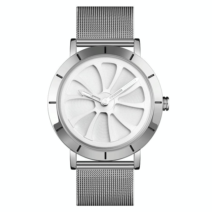 9204 Fashion Skeleton Rotating Dial Waterproof Business Mesh Belt Quartz Men Watch