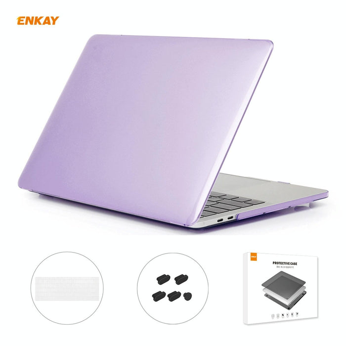 For Macbook Pro 15.4 Inch A1707 & A1990 With Touch Bar 3 In 1 Crystal Laptop Protective Case + Eu Version Tpu Keyboard Film + Anti-Dust Plugs Set