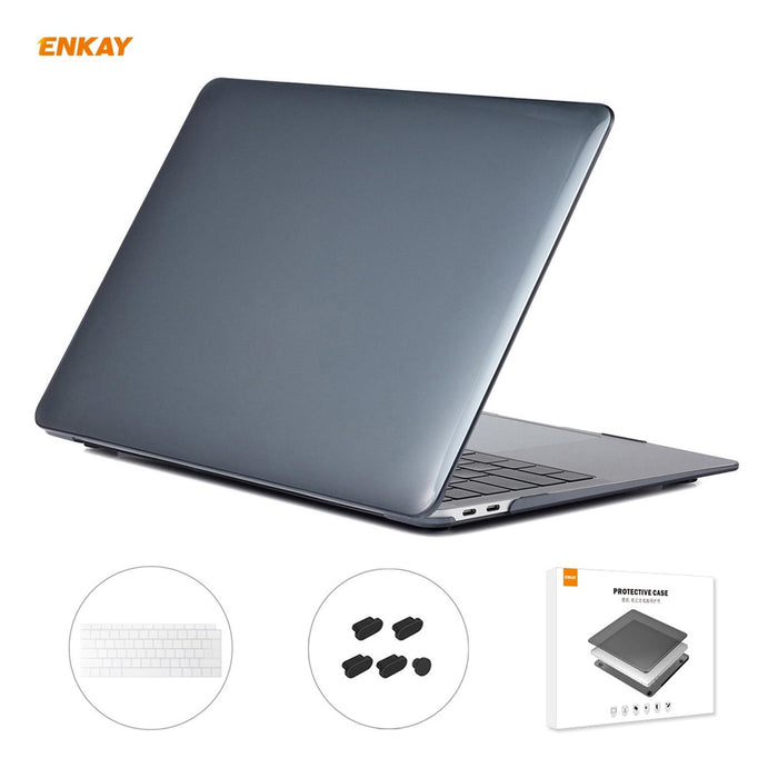 For Macbook Air 13.3 Inch A1932 2018 3 In 1 Crystal Laptop Protective Case And Eu Version Tpu Keyboard Film And Anti-Dust Plugs Set