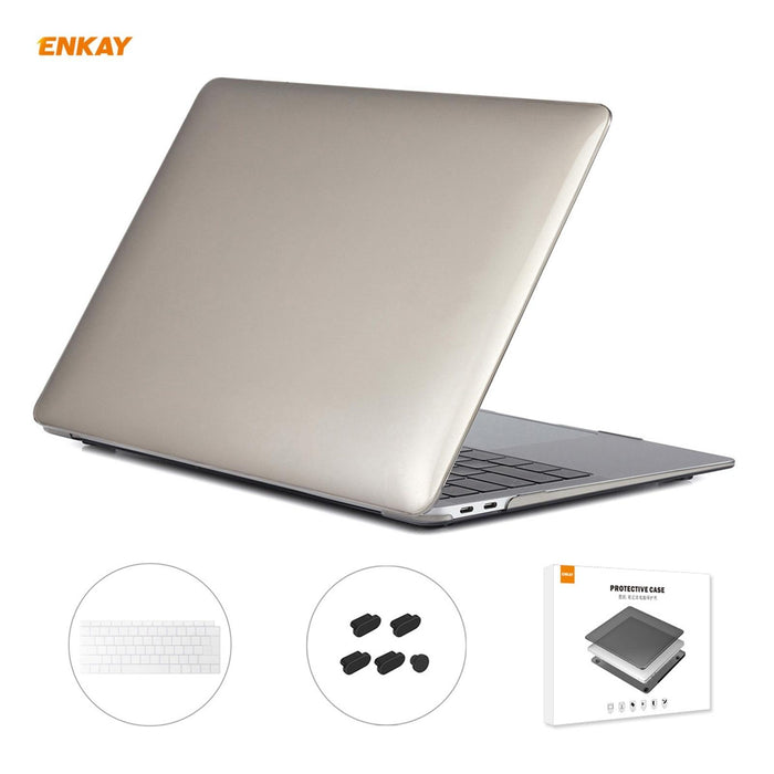 For Macbook Air 13.3 Inch A1932 2018 3 In 1 Crystal Laptop Protective Case And Eu Version Tpu Keyboard Film And Anti-Dust Plugs Set