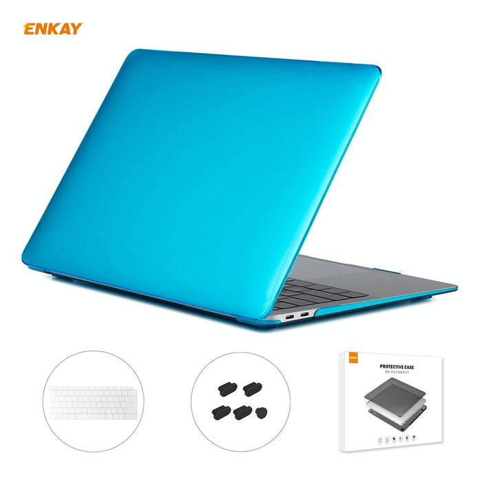 For Macbook Air 13.3 Inch A1932 2018 3 In 1 Crystal Laptop Protective Case And Eu Version Tpu Keyboard Film And Anti-Dust Plugs Set