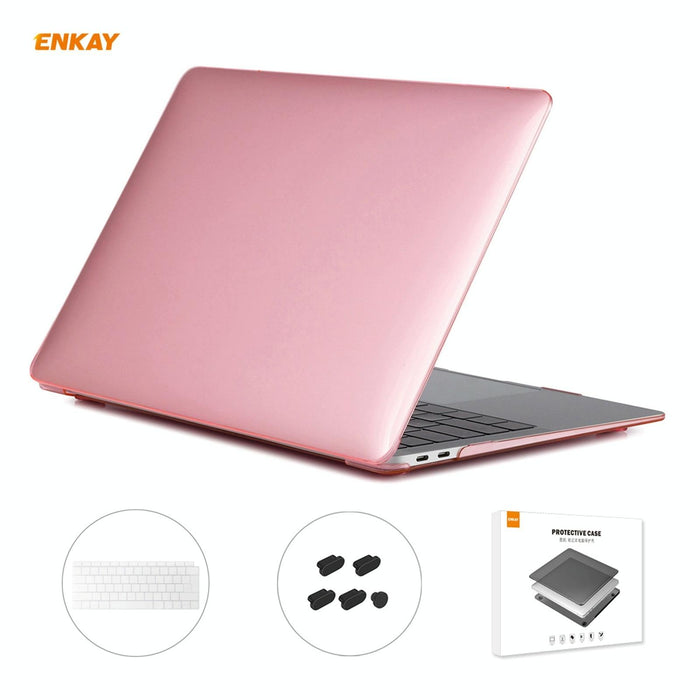 For Macbook Air 13.3 Inch A1932 2018 3 In 1 Crystal Laptop Protective Case And Eu Version Tpu Keyboard Film And Anti-Dust Plugs Set
