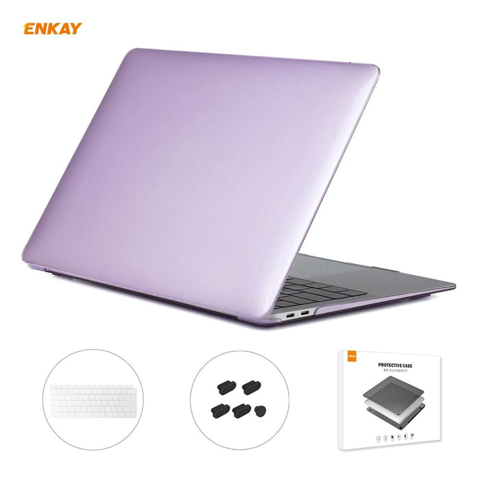 For Macbook Air 13.3 Inch A1932 2018 3 In 1 Crystal Laptop Protective Case And Eu Version Tpu Keyboard Film And Anti-Dust Plugs Set