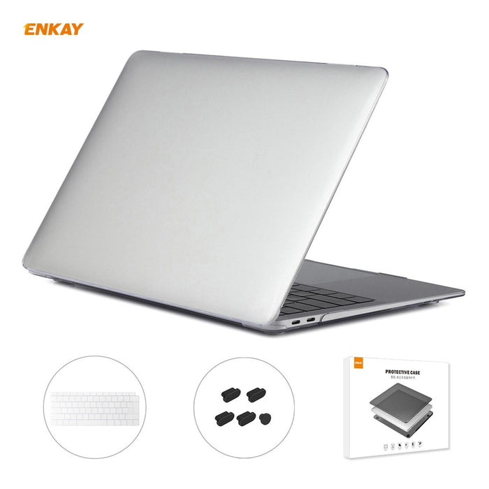 For Macbook Air 13.3 Inch A1932 2018 3 In 1 Crystal Laptop Protective Case And Eu Version Tpu Keyboard Film And Anti-Dust Plugs Set
