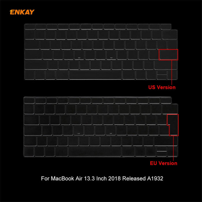 For Macbook Air 13.3 Inch A1932 2018 3 In 1 Crystal Laptop Protective Case And Eu Version Tpu Keyboard Film And Anti-Dust Plugs Set