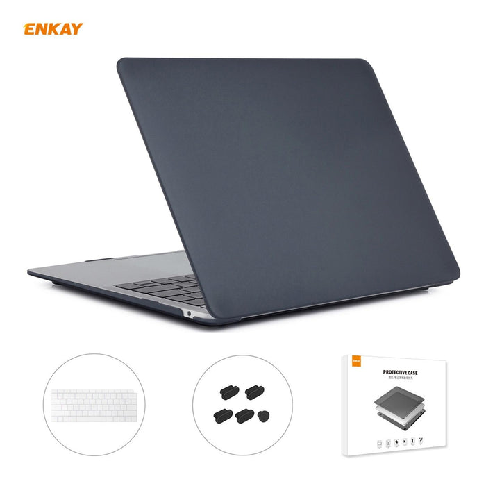 For Macbook Air 13.3 Inch A1932 2018 3 In 1 Matte Laptop Protective Case + Us Version Tpu Keyboard Film + Anti-Dust Plugs Set