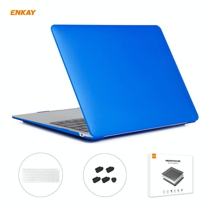 For Macbook Air 13.3 Inch A1932 2018 3 In 1 Matte Laptop Protective Case + Us Version Tpu Keyboard Film + Anti-Dust Plugs Set