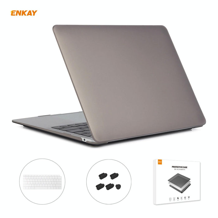 For Macbook Air 13.3 Inch A1932 2018 3 In 1 Matte Laptop Protective Case + Us Version Tpu Keyboard Film + Anti-Dust Plugs Set