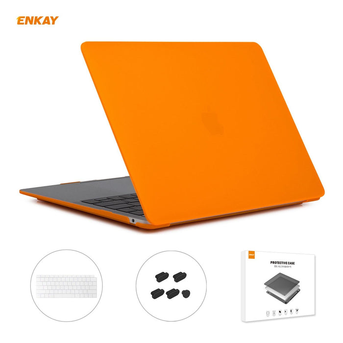 For Macbook Air 13.3 Inch A1932 2018 3 In 1 Matte Laptop Protective Case + Us Version Tpu Keyboard Film + Anti-Dust Plugs Set
