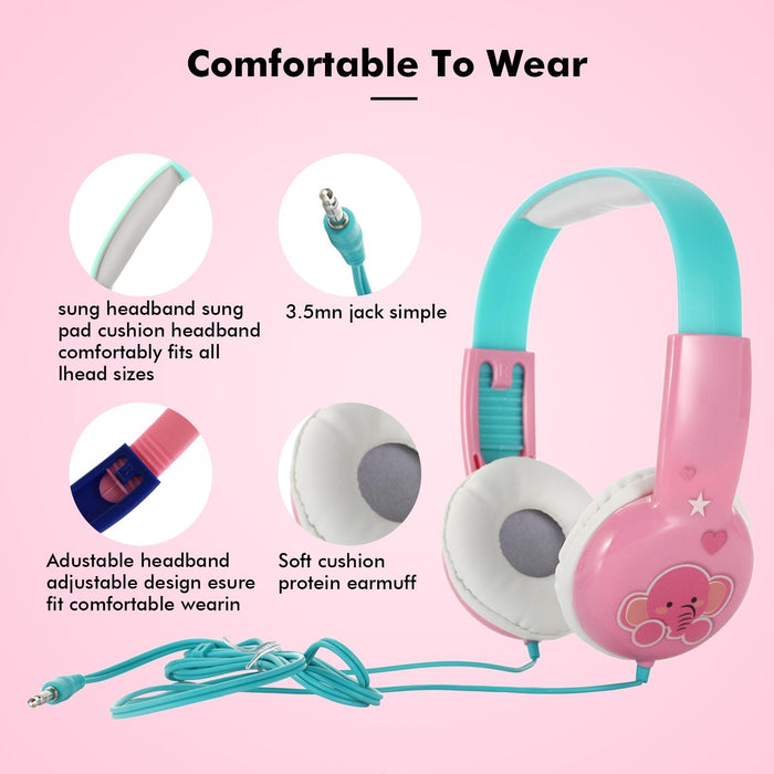 Portable Children's Wired Headphones Cute & Educational
