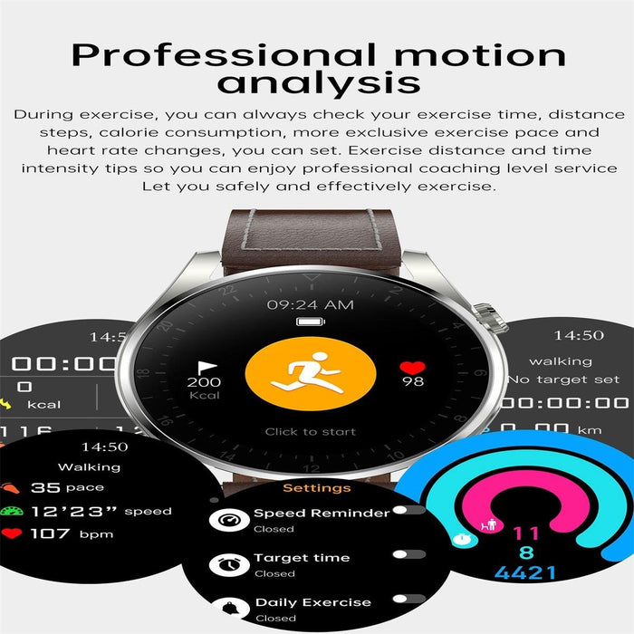 Ip68 Leather Smart Watch Colour Screen