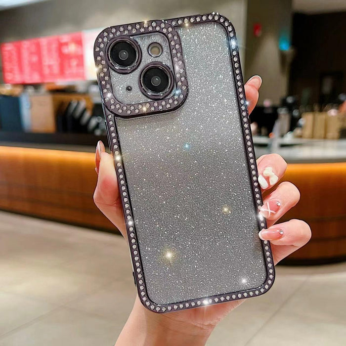 For Iphone 15 Diamond Gradient Glitter Plated Tpu Phone Case