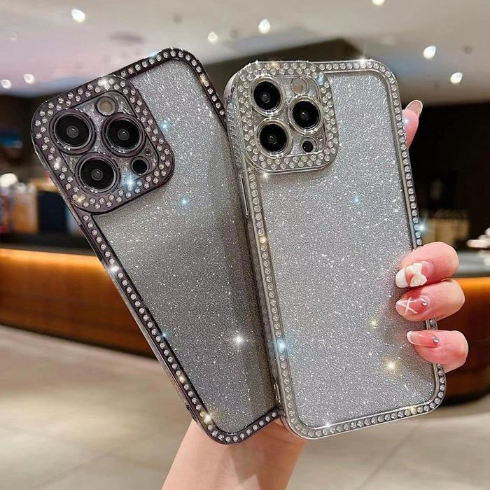 For Iphone 15 Diamond Gradient Glitter Plated Tpu Phone Case