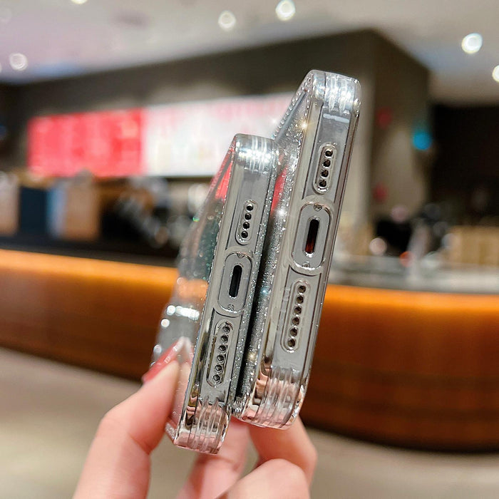 For Iphone 15 Diamond Gradient Glitter Plated Tpu Phone Case