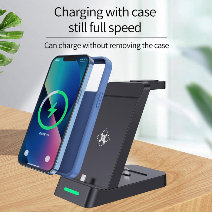 18W 3 In 1 Wireless Charger Stand For Iphone & Apple Watch