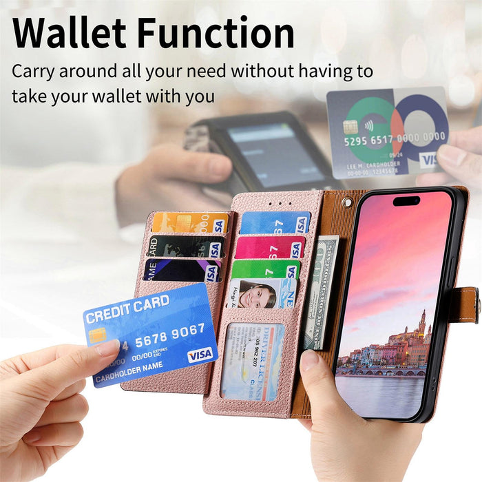 For Iphone 15 Love Zipper Lanyard Leather Phone Case