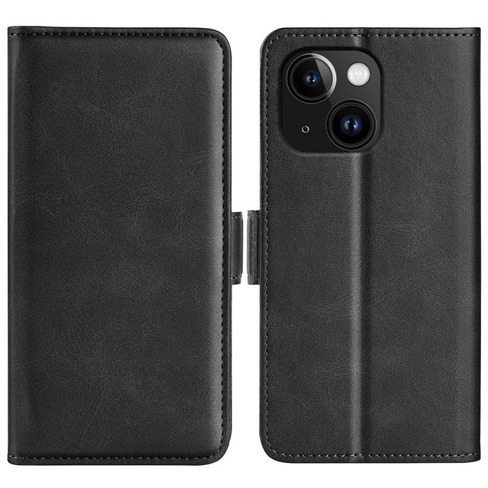 For Iphone 15 Dual-Side Magnetic Buckle Horizontal Flip Leather Phone Case