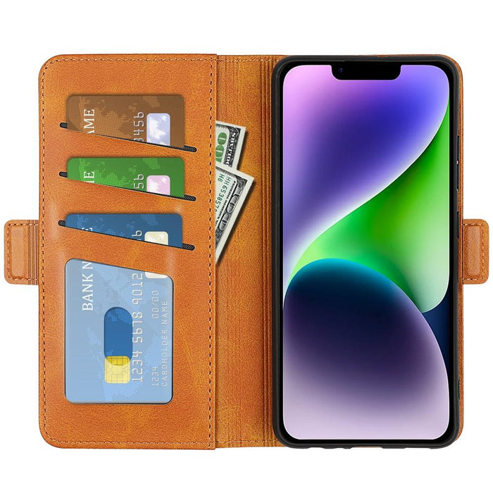 For Iphone 15 Dual-Side Magnetic Buckle Horizontal Flip Leather Phone Case