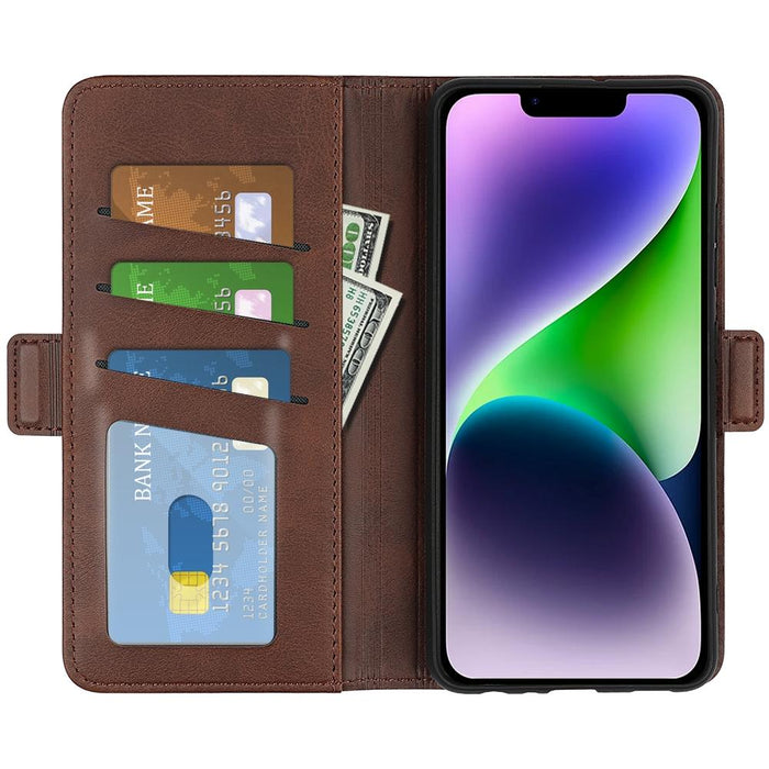 For Iphone 15 Dual-Side Magnetic Buckle Horizontal Flip Leather Phone Case