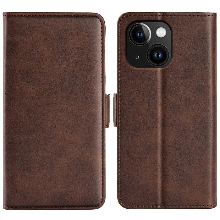 For Iphone 15 Dual-Side Magnetic Buckle Horizontal Flip Leather Phone Case