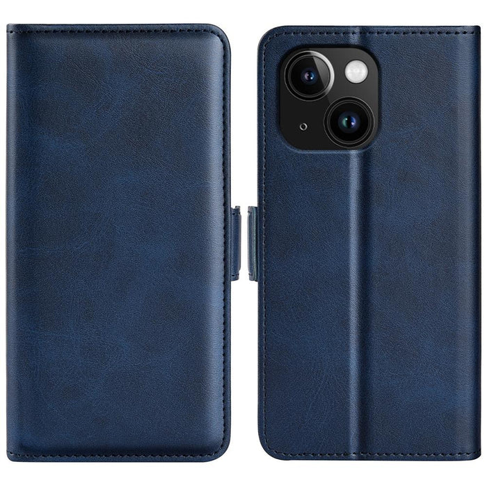 For Iphone 15 Dual-Side Magnetic Buckle Horizontal Flip Leather Phone Case
