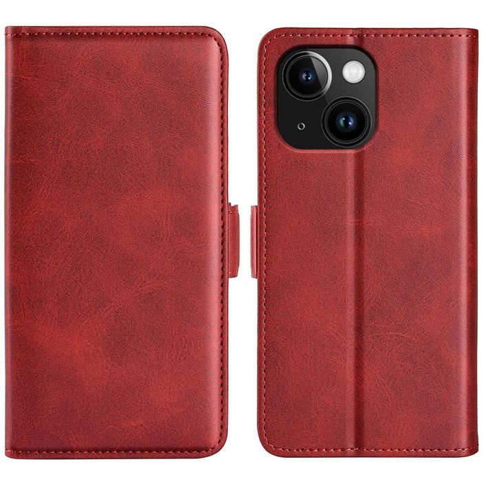 For Iphone 15 Dual-Side Magnetic Buckle Horizontal Flip Leather Phone Case
