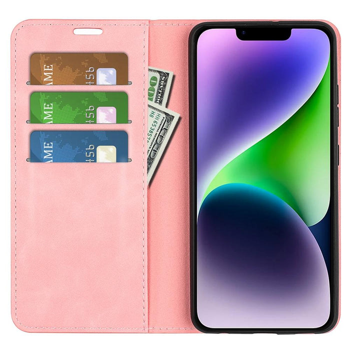 For Iphone 15 Retro-Skin Magnetic Suction Leather Phone Case