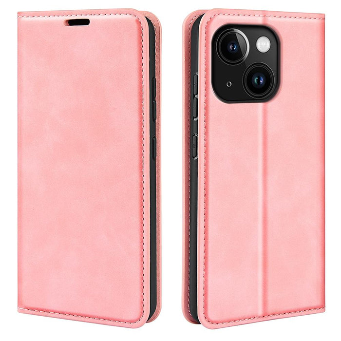 For Iphone 15 Retro-Skin Magnetic Suction Leather Phone Case