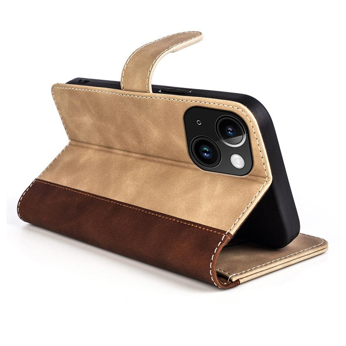 For Iphone 15 Stitching Horizontal Flip Leather Phone Case