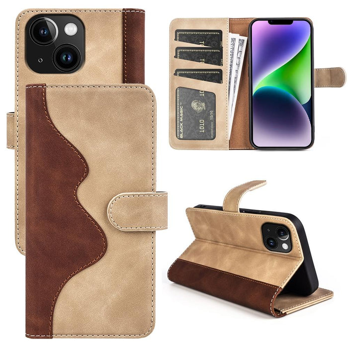 For Iphone 15 Stitching Horizontal Flip Leather Phone Case
