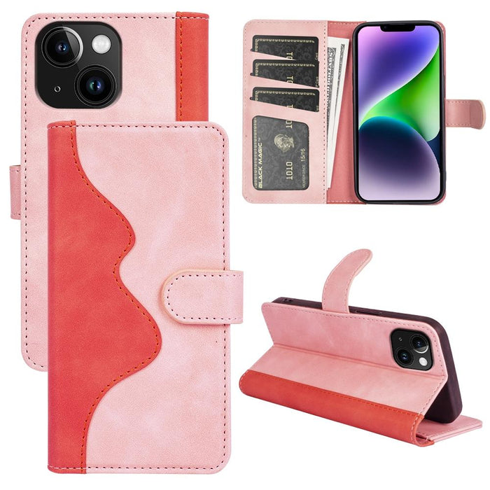 For Iphone 15 Stitching Horizontal Flip Leather Phone Case
