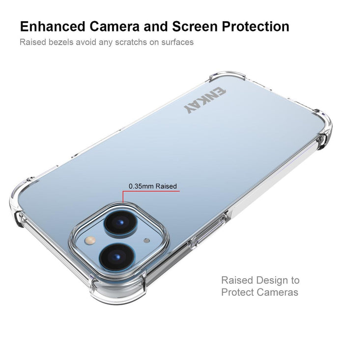 For Iphone 15 Transparent Tpu Shockproof Phone Case With Glass Film