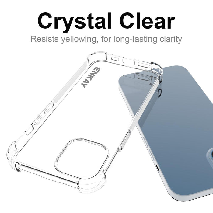 For Iphone 15 Transparent Tpu Shockproof Phone Case With Glass Film