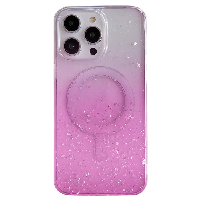 For Iphone 15 Magsafe Glitter Hybrid Clear Tpu Phone Case