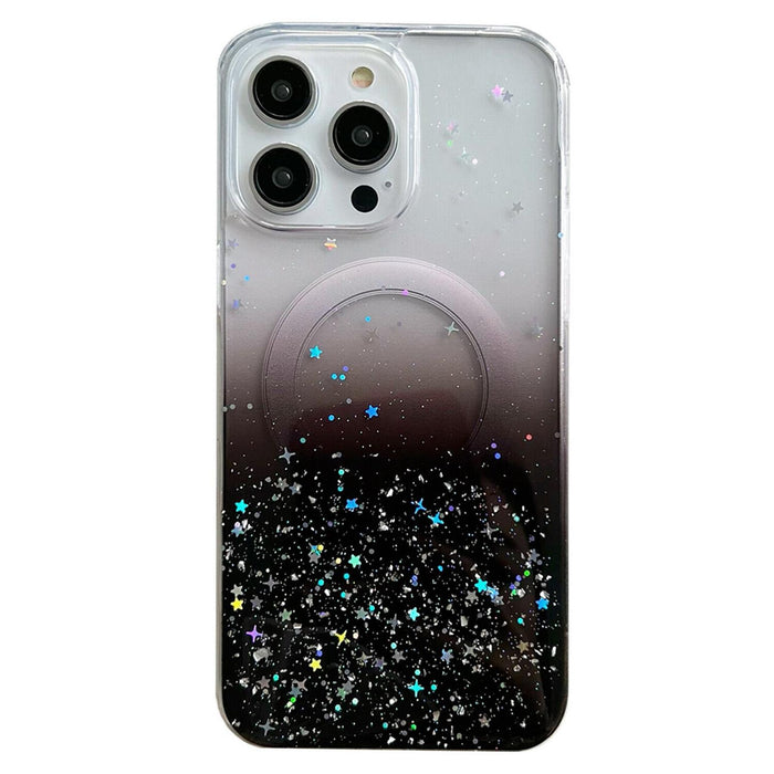 For Iphone 15 Magsafe Glitter Hybrid Clear Tpu Phone Case