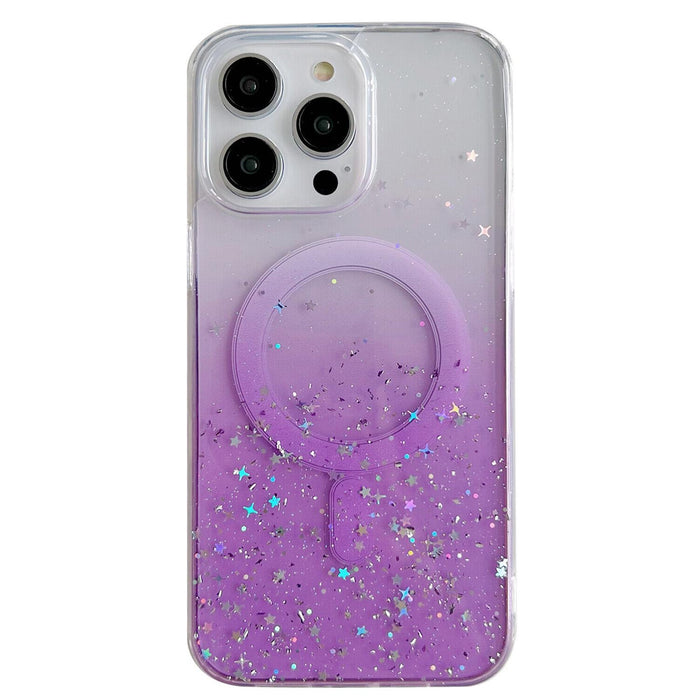 For Iphone 15 Magsafe Glitter Hybrid Clear Tpu Phone Case