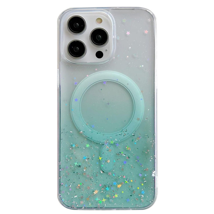 For Iphone 15 Magsafe Glitter Hybrid Clear Tpu Phone Case
