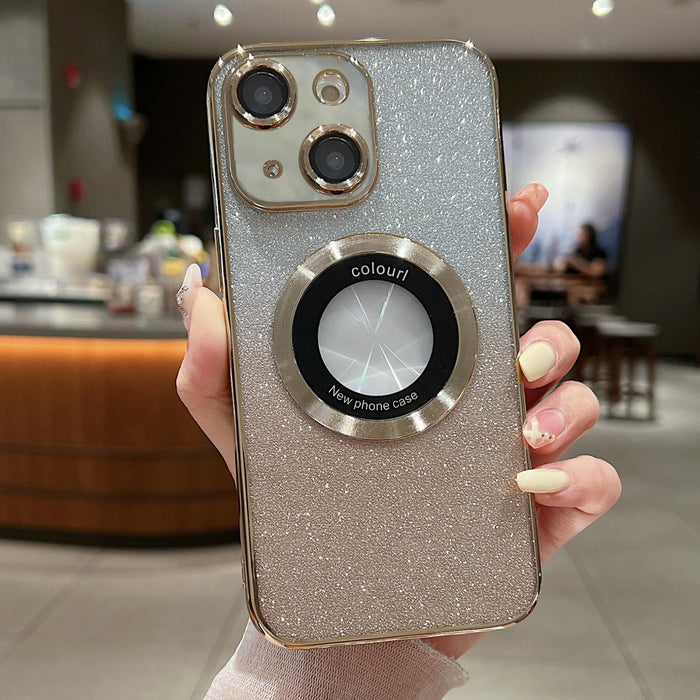 For Iphone 15 Magsafe Gradient Glitter Electroplating Tpu Phone Case