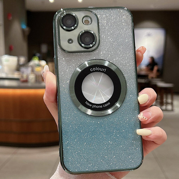 For Iphone 15 Magsafe Gradient Glitter Electroplating Tpu Phone Case