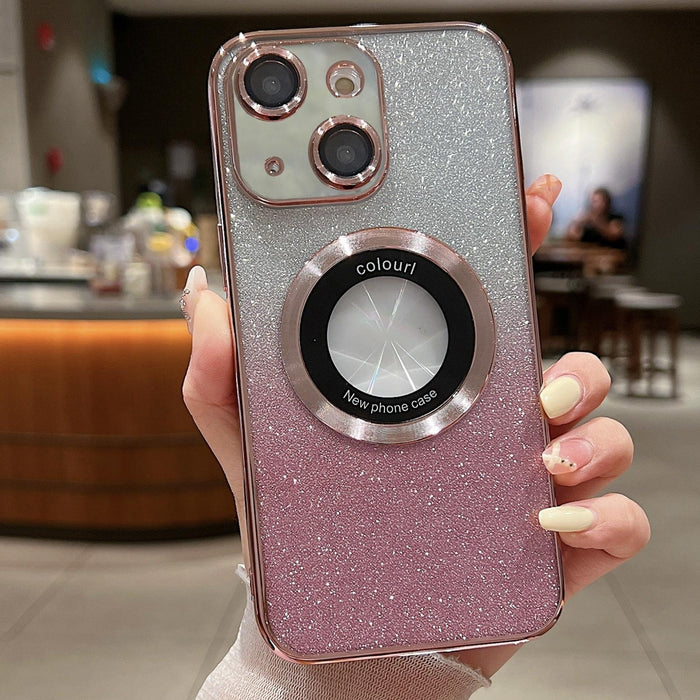 For Iphone 15 Magsafe Gradient Glitter Electroplating Tpu Phone Case