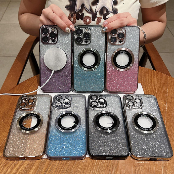 For Iphone 15 Magsafe Gradient Glitter Electroplating Tpu Phone Case
