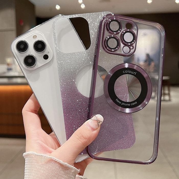 For Iphone 15 Magsafe Gradient Glitter Electroplating Tpu Phone Case