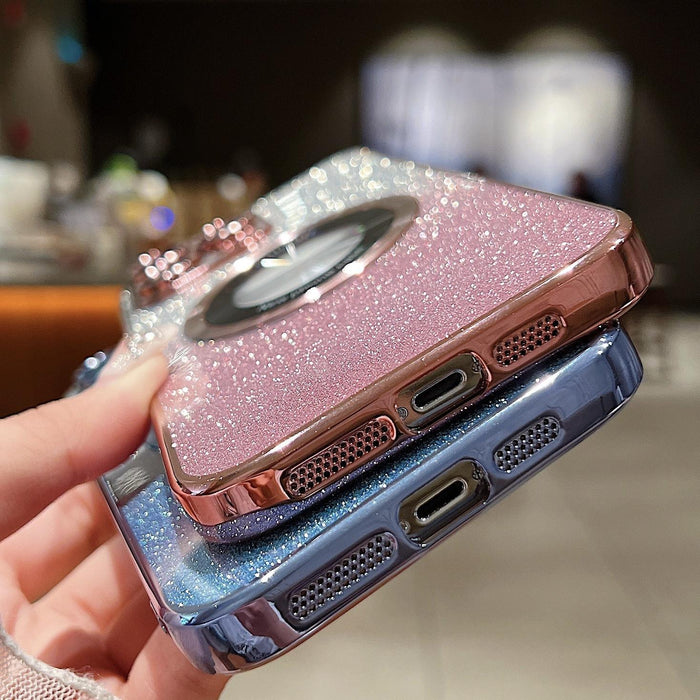 For Iphone 15 Magsafe Gradient Glitter Electroplating Tpu Phone Case