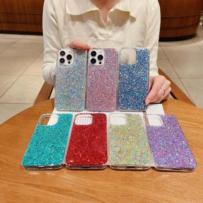 For Iphone 15 Glitter Sequins Epoxy Tpu Phone Case