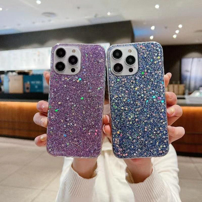 For Iphone 15 Glitter Sequins Epoxy Tpu Phone Case