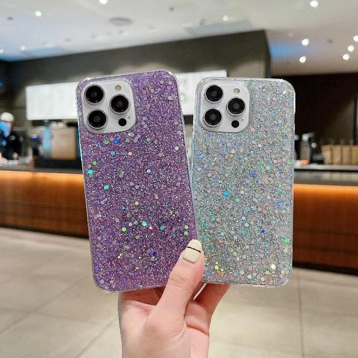 For Iphone 15 Glitter Sequins Epoxy Tpu Phone Case